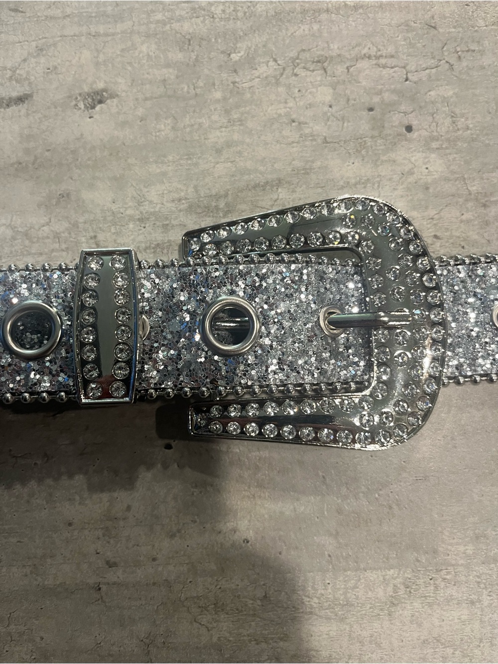 Silver glitter and rhinestone western belt size XL